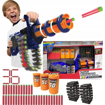 Dětská zbraň DART ZONE MINIGUN SADA SUPER COMMANDO 6300 + 30 ŠIPEK NERF ELITE