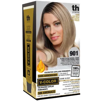 Barva na vlasy TH Pharma Barva na vlasy V-color č.901 (platinově popelavá blond )- domácí sada+ šampon a maska zdarma