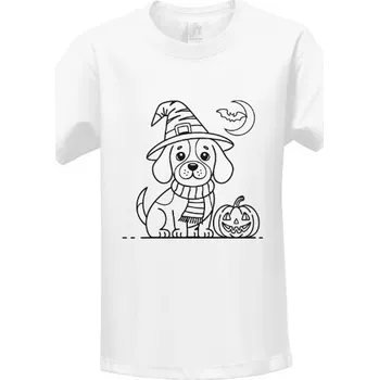 Tričko s potiskem Vybarvovací Halloweenské pes dětské