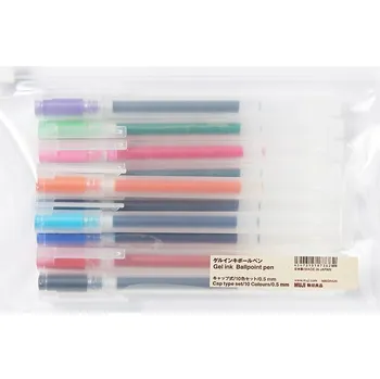 Gelové pero MUJI 0,5mm, 10ks barevná sada