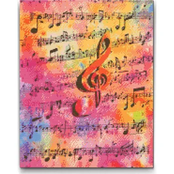 Diamantové malování Diamantové malování - Duhové noty a houslový klíč Velikost: 30x40cm, Rámování: Pouze srolované plátno, Diamanty: Kulaté