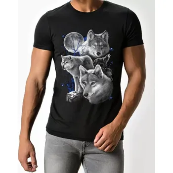 Pánské tričko Tričko s vlky , vlci na skále 5XL (Trička Moon River)