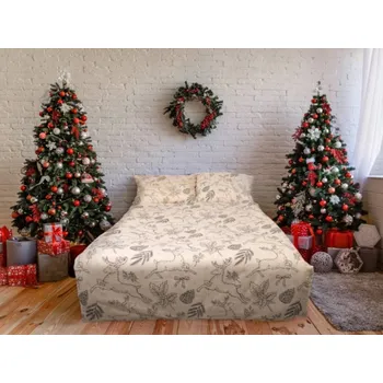 Povlečení Matex Flanelové povlečení 140x200 + 70x90 cm - Tradiční Vánoce béžové