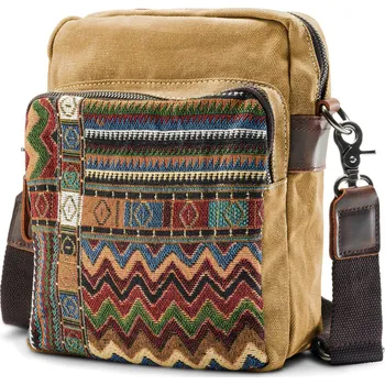 Světle hnědá plátěná retro taška přes rameno Bohemian - Delton Bags