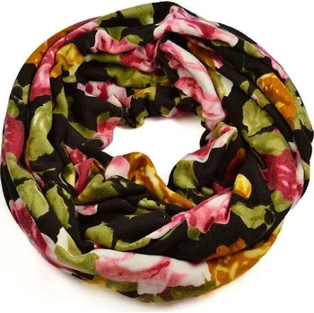 Nákrčník Tunelová zimní šála 69tz004-70.02 - černá s růžemi