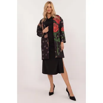 Dámský kabát Vzorovaný dámský kabát s aplikací model 82160 černý
