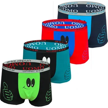 Boxerky PeSaiL Pánské bavlněné boxerky - Smajlík (Balení/4 kusy) Barva: Mix barva, Velikost: XL