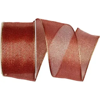 Stuha Stuha vánoční organzová ORGANDY LINES RED červená 40mm x 2m (16,-Kč/m) (Organzová stuha, červená, transparentní, oboulící, s vlascem v lemu)