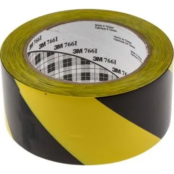 Výstražná páska Páska pro vyznačení průchodu Pryž, Černá, žlutá PVC 50mm, délka: 33m 766i 3M