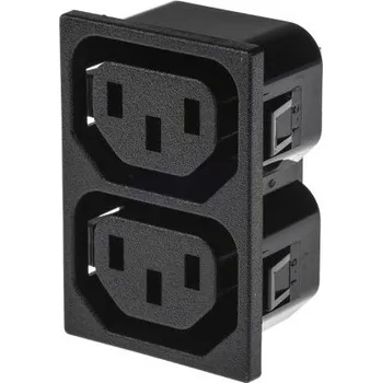 Napájecí kabel Konektor IEC 2 X C13, Samice, orientace těla: Pravý úhel, Nasazovací, Pájení, 10A, 250 V
