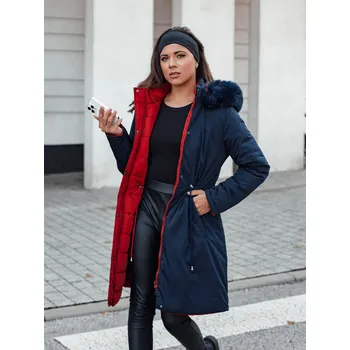 OBOUSTRANNÁ DÁMSKÁ ZIMNÍ BUNDA PARKA S KAPUCÍ TMAVĚ MODRÁ ty4590 - M