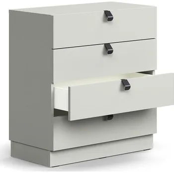 Policová skříň Skříňka se zásuvkami QBUS, 4 zásuvky, sokl, úchytky, 868x800x400 mm, světle šedá