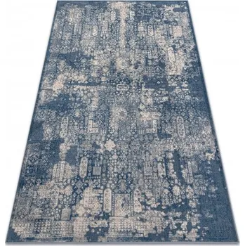 Koberec Makro Abra Vlněný kusový koberec NAIN Ornament 7591/51644 Vintage Abstraktní modrý béžový Rozměr: 80x150 cm
