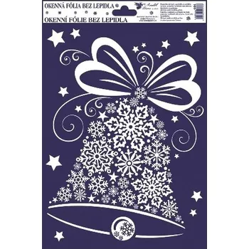 Okenní dekorace Anděl Fólie okenní s glitrem, obrázky z vloček 444 , 30x20 cm Typ: 1. Zvon - 3 POSLEDNÍ KUSY -