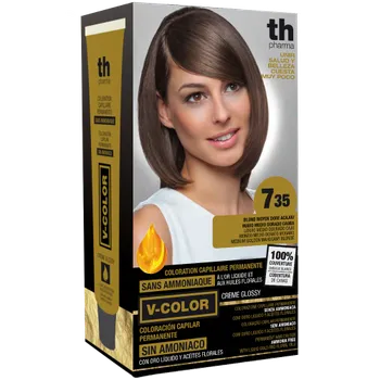 Barva na vlasy TH Pharma Barva na vlasy V-color č.7.35 (středně zlatavá mahagon blond )- domácí sada+ šampon a maska zdarma