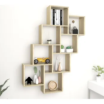 police ZBXL Nástěnná čtvercová police dub sonoma 90 x 15 x 119 cm kompozit