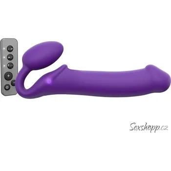 Připínací penis Tvarovatelný samodržící vibrační strapon Strap-On-Me Purple (velikost XL)