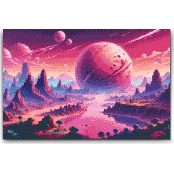 Diamantové malování Diamantové malování - Abstraktní planeta ve vesmíru Velikost: 40x60cm, Rámování: Pouze srolované plátno, Diamanty: Čtvercové