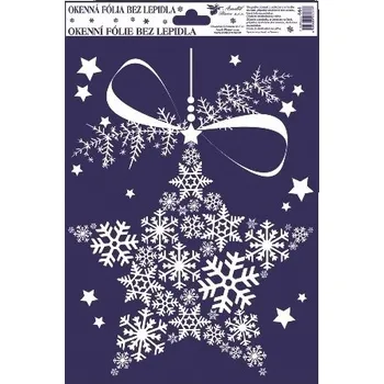 Okenní dekorace Anděl Fólie okenní s glitrem, obrázky z vloček 444 , 30x20 cm Typ: 3. Hvězda - 4 POSLEDNÍ KUSY -
