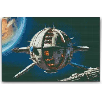 Diamantové malování Diamantové malování - Futuristická vesmírna stanice Velikost: 40x60cm, Rámování: Pouze srolované plátno, Diamanty: Čtvercové