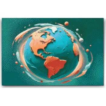 Diamantové malování Diamantové malování - Abstraktní planeta Země Velikost: 40x60cm, Rámování: Pouze srolované plátno, Diamanty: Čtvercové