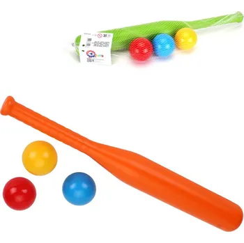 Stolní tenis Baseballový dětský barevný set pálka 50cm se 3 míčky barvy plast | 224228