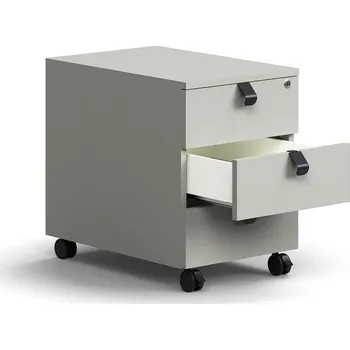 Zásuvkový kontejner Kancelářský kontejner QBUS, 3 zásuvky s úchytkami, uzamykatelný, světle šedá