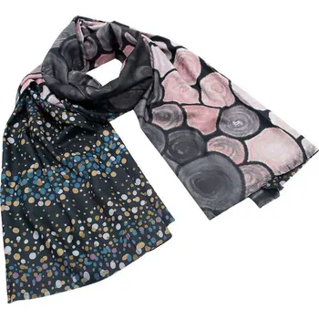 Šála Maxi šála - šedo-růžová s potiskem