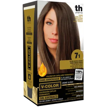 Barva na vlasy TH Pharma Barva na vlasy V-color č.7.1 (středně popelavá blond)- domácí sada+ šampon a maska zdarma