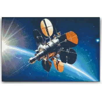 Diamantové malování Diamantové malování - Vesmírný satelit Velikost: 40x60cm, Rámování: Pouze srolované plátno, Diamanty: Kulaté