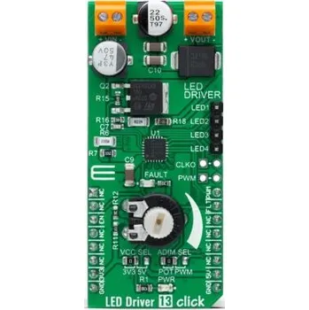 Příslušenství pro LED osvětlení Vývojový nástroj pro LED, Budič LED, LED Driver 13 Click, A80604-1, pro použití s: Zásuvka mikroBUS