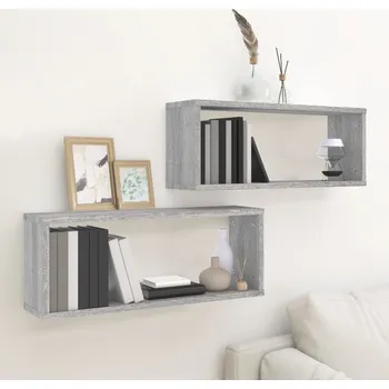 police ZBXL Nástěnné obdélníkové police 2 ks šedé sonoma 60 x 15 x 23 cm