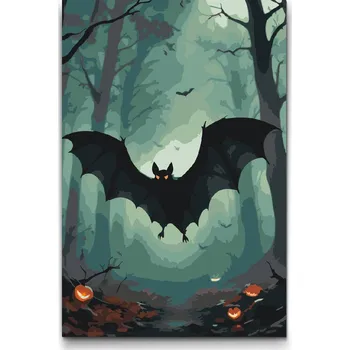 Malování podle čísel - Netopýr v lese Velikost: 40x60cm, Rámování: Pouze srolované plátno