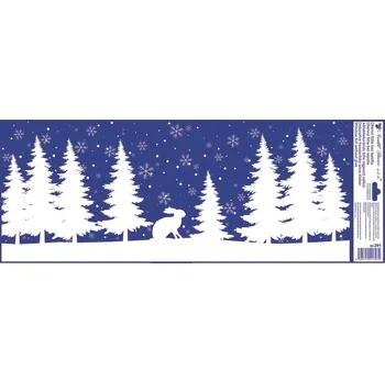Okenní dekorace Anděl Okenní fólie zimní zvířata, les a hory s glitry 60 x 22,5 cm 291 Typ: 3