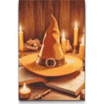 Diamantové malování Diamantové malování - Čarodejnický klobouk Velikost: 20x30cm, Rámování: Pouze srolované plátno, Diamanty: Kulaté