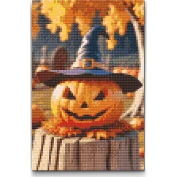 Diamantové malování Vymalujsisam Diamantové malování - Dýně s čarodejnickým kloboukem 20x30cm Pouze srolované plátno