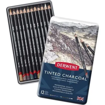 Derwent Tinted Charcoal - sada tónovaných uhlů, 12 ks