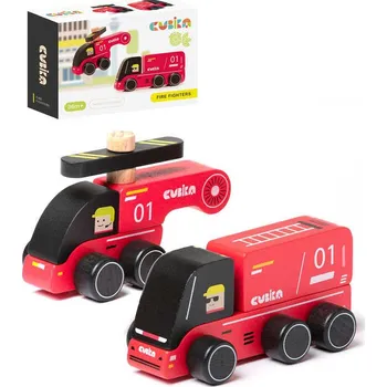 Dřevěná hračka CUBIKA DŘEVO Hasiči set autíčko + vrtulník *DŘEVĚNÉ HRAČKY* | 31