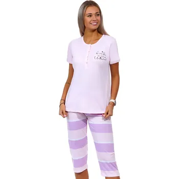 Dámské pyžamo Růžové i fialové pruhované kojící pyžamo Capri 1B1700 růžová m