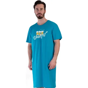 Pánské pyžamo Tmavě tyrkysová noční košile pro muže PIVNÍ VÍKEND 1P1661 modrá l