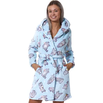 Dámské pyžamo Modrý župan do porodnice huňatý, Medvíďata 1Z1293 modrá s