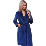 Tmavě modrý elegantní hřejivý sametový župan pro plnoštíhlé ženy i dívky BIG - velur 1TB0065 modrá 4xl