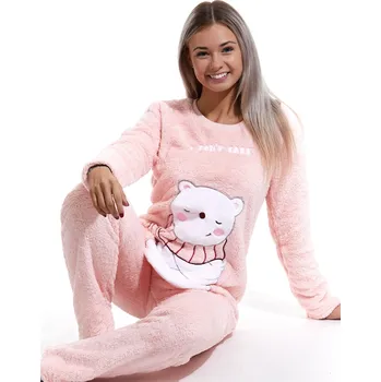 Dámské pyžamo Huňatá souprava na zimu pro ženy Lední medvídek 1Z1240 růžová xxl
