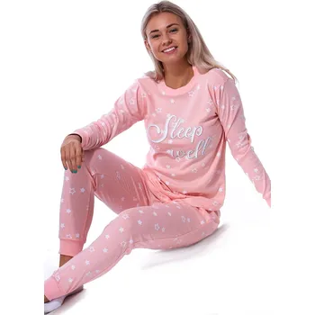 Dámské pyžamo Lososově růžové i bílé hvězdičkové pyžamo pro ženy či dívky Sllep well 1B2162 růžová xl
