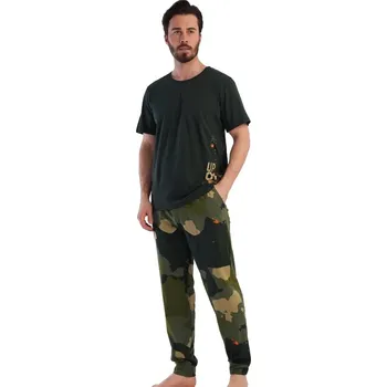 Pánské pyžamo Zelené i maskáčové pyžamo pánské s vojenským motivem UP 61 R.O.U.T.E 1P1480 zelená s