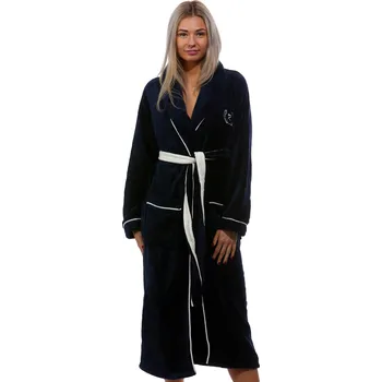 Dámský župan Tmavě modrý i bílý župan dámský s límcem z krásného huňatého materiálu 1Z1339 modrá l