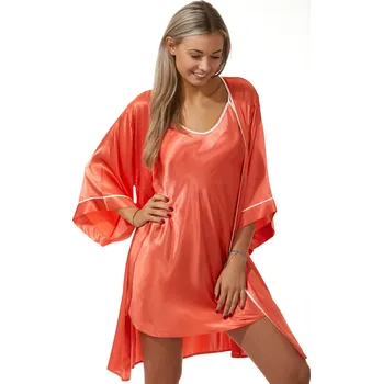 Dámský župan Luxusní košilka a župan v dokonalém kompletu pro ženy 1E8286 oranžová xl