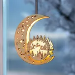 Astoreo LED dřevěná dekorace Kouzelný Měsíc béžová