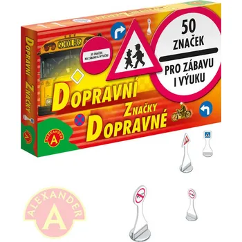 Společenská hra ALEXANDER Dopravní značky 5cm set 50ks se stojánky karton/plast | 1037