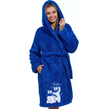 Dámský župan Modrý dámský župan extra huňatý s LEDNÍMI MEDVĚDY 1Z1648 modrá m